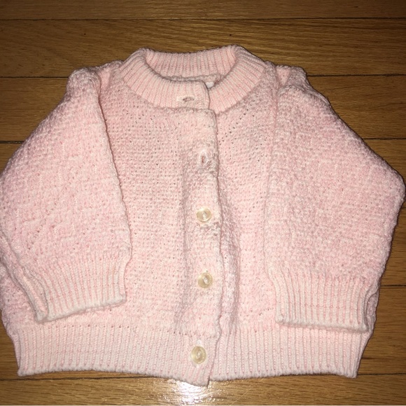 Vintage from year 2000 knitted cardigan pink 0/6 month baby girl - Picture 4 of 6